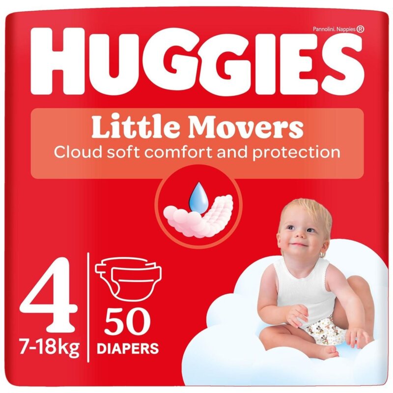 Pieluszki HUGGIES Little Movers Jumbo Pack 4 7-18kg (50 szt.)