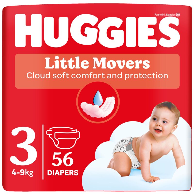Pieluszki HUGGIES Little Movers Jumbo Pack 3 4-9 KG (56 szt.)