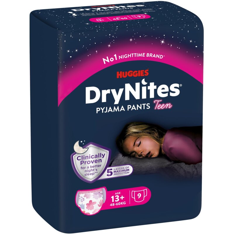 Pieluchomajtki HUGGIES DryNites Girl 8 (9 szt.)