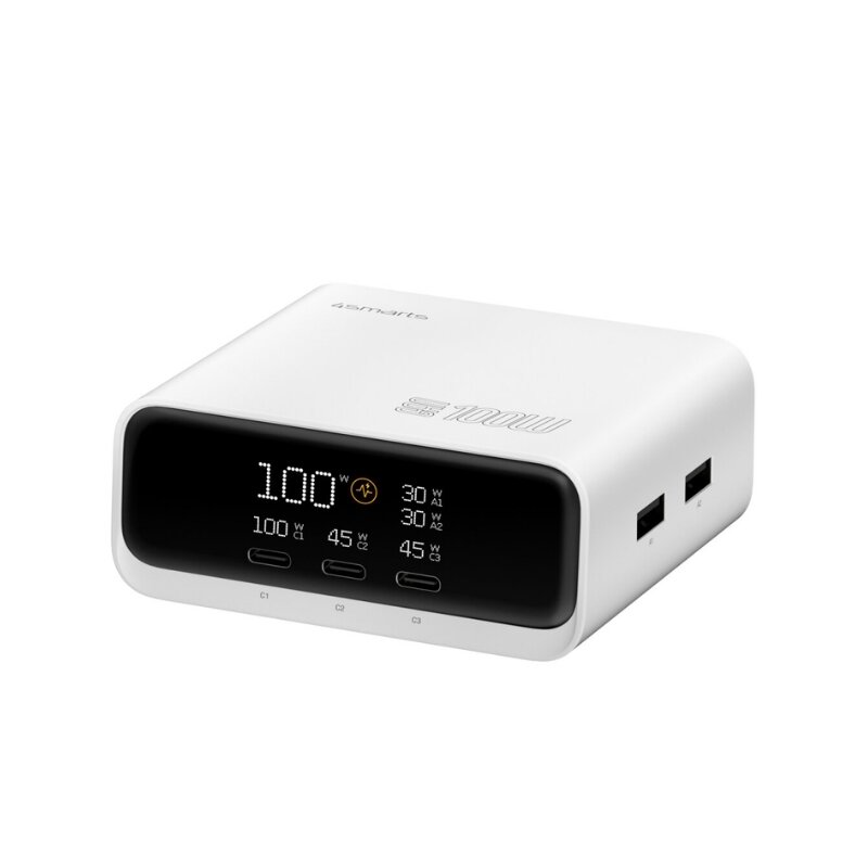 4smarts Stacja ładująca Deck 100W GaN 3xUSB-C + 2xUSB-A Biała