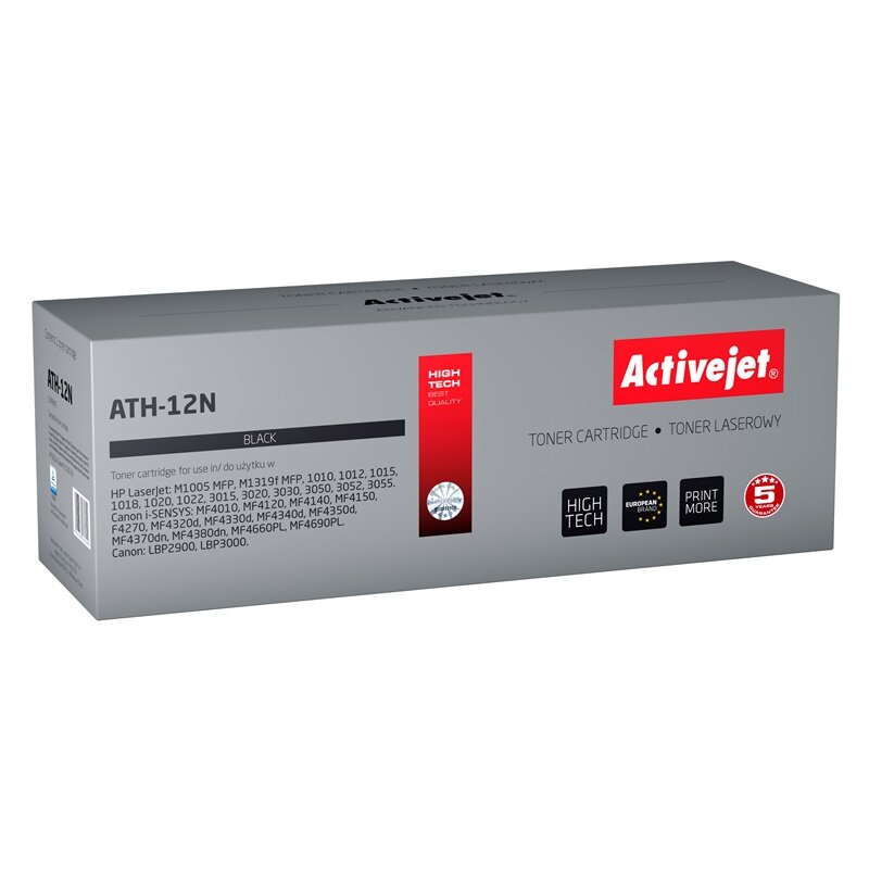Activejet ATH-12N Toner do drukarek HP, Canon, Zamiennik HP 12A Q2612A, Canon FX-10; Supreme; 2000 stron; czarny.