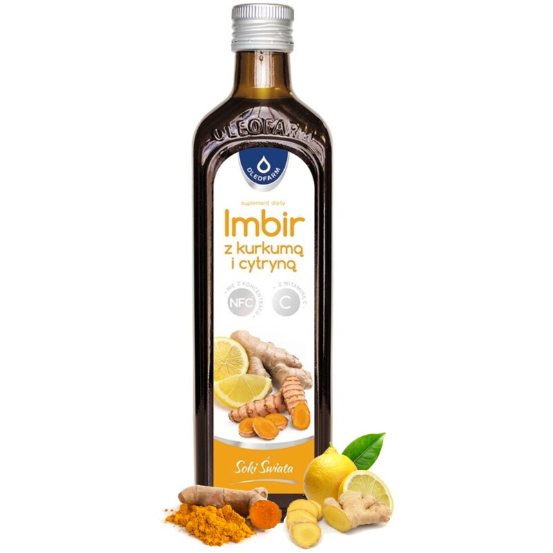Sok OLEOFARM Imbir z kurkumą i cytryną (490 ml)