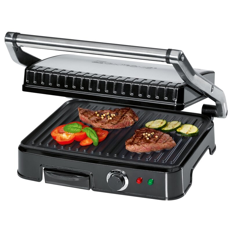 Grill elektryczny Clatronic KG 3487 (2000W stołowy-zamykany, czarno-srebrny)
