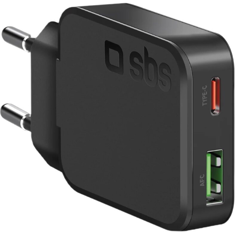 Ładowarka sieciowa SBS TETRGANUSBTC45SLIM Ultra-Slim GaN 45W Czarny ładowarka do telefonu USB, USB-C