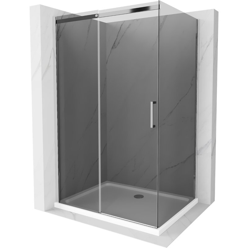 Mexen Omega kabina prysznicowa rozsuwana 130 x 90 cm, grafit, chrom + brodzik Flat, bialy - 825-130-090-01-40-4010