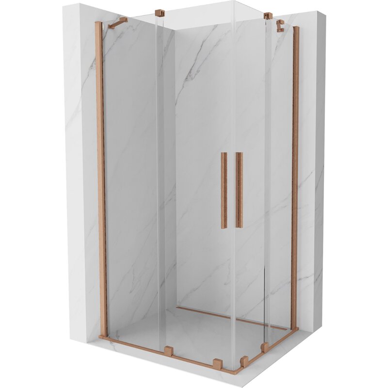 Mexen Velar Duo kabina prysznicowa rozsuwana 90 x 80 cm, transparent, miedź szczotkowana - 871-090-080-02-65