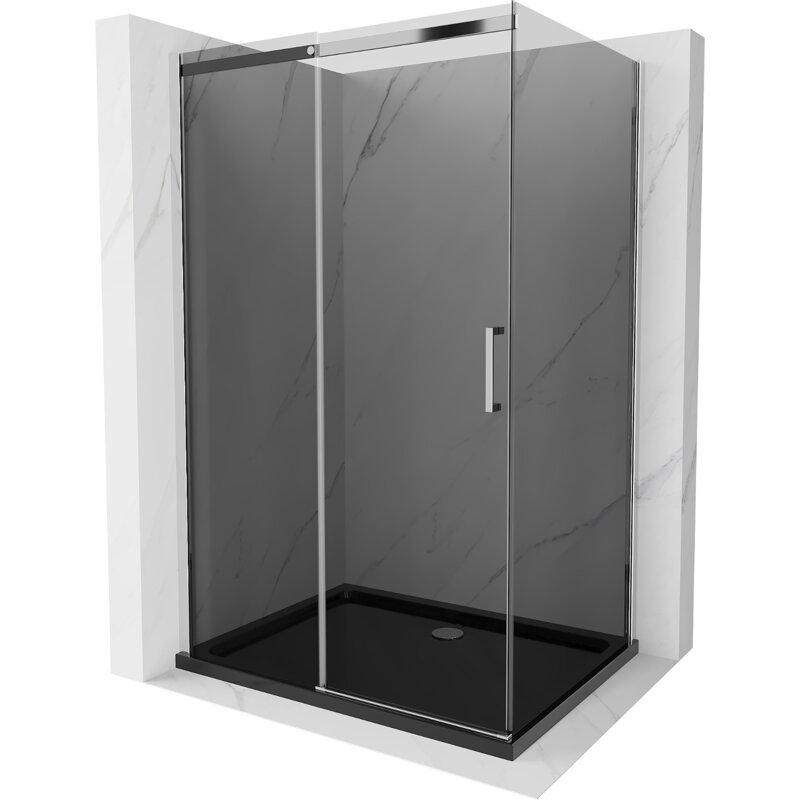 Mexen Omega kabina prysznicowa rozsuwana 120 x 90 cm, grafit, chrom + brodzik Flat, czarny - 825-120-090-01-40-4070