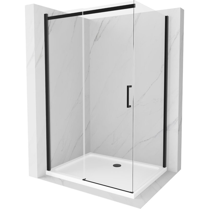 Mexen Omega kabina prysznicowa rozsuwana 120 x 70 cm, transparent, czarna + brodzik Flat, biały - 825-120-070-70-00-4010B