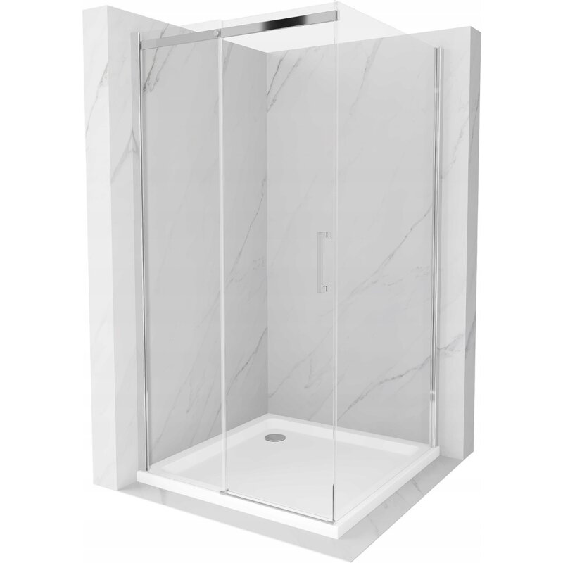 Mexen Omega kabina prysznicowa rozsuwana 100 x 100 cm, transparent, chrom + brodzik Flat - 825-100-100-01-00-4010