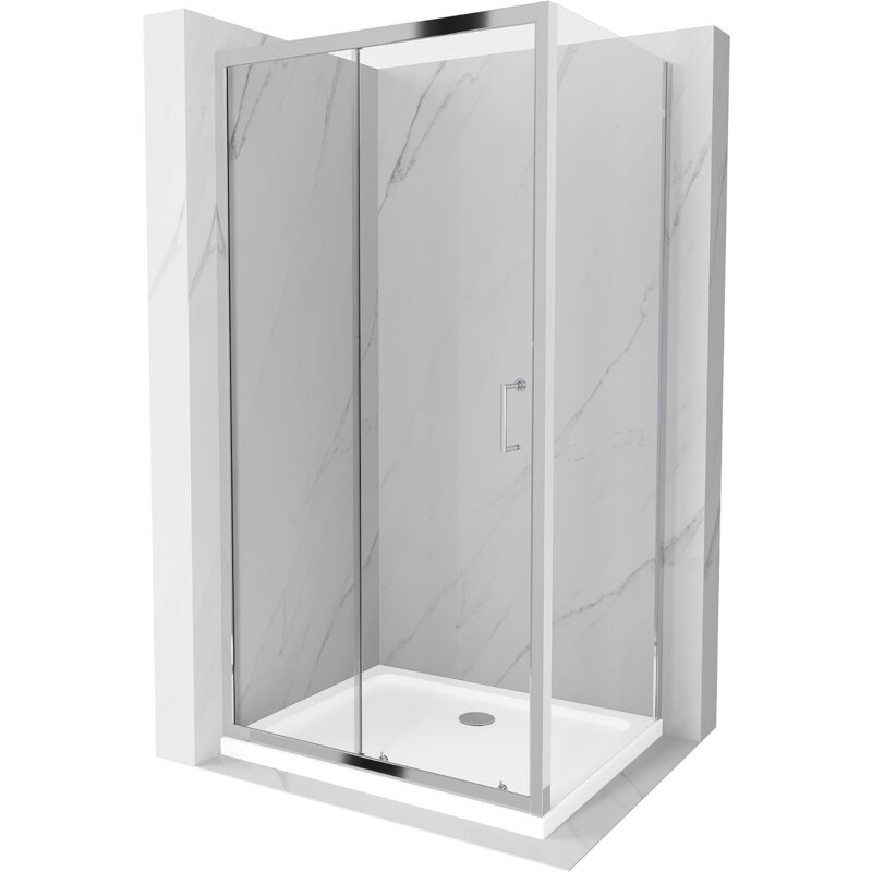 Mexen Apia kabina prysznicowa rozsuwana 130 x 90 cm, transparent, chrom + brodzik Flat - 840-130-090-01-00-4010