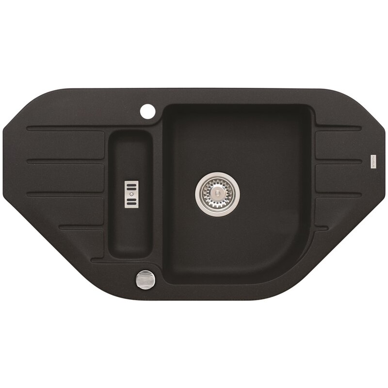 Zlewozmywak półtorakomorowy z ociekaczem ALVEUS Niagara 60 1126091 Czarny 50x90