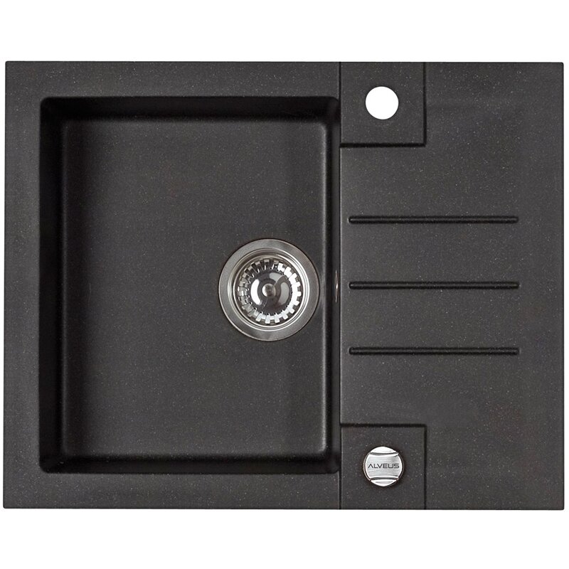 Zlewozmywak jednokomorowy z ociekaczem ALVEUS Rock 30 1213091 Czarny 47.5x59.5