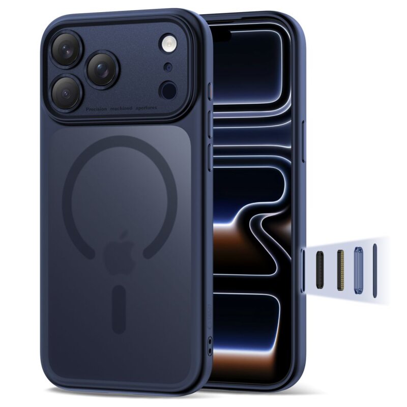 Etui Tech-Protect Magpeak Magsafe CC na iPhone 17 Pro - granatowy mat