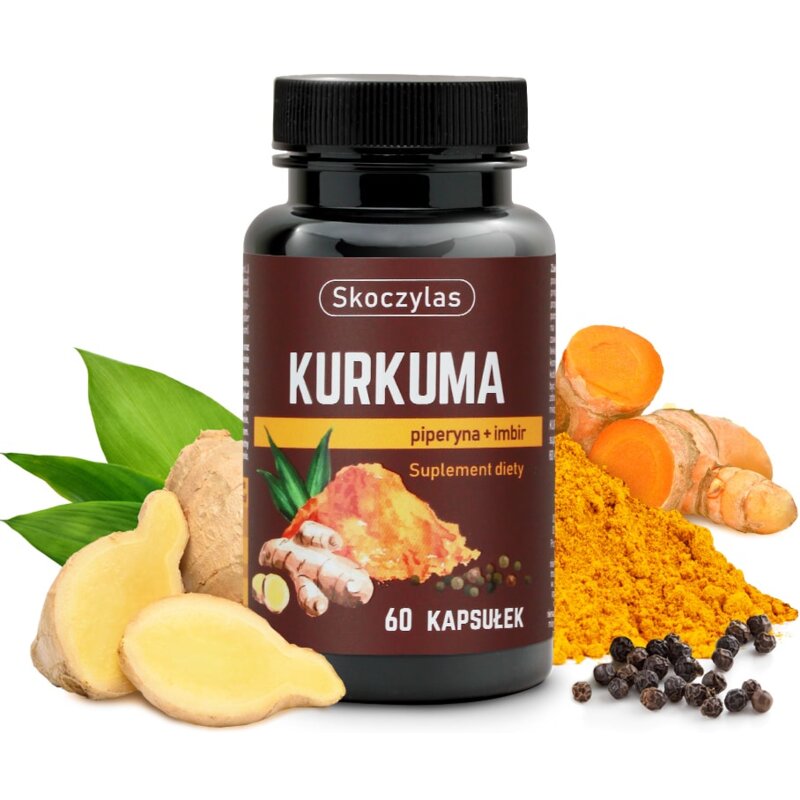 Suplement na trawienie SKOCZYLAS Kurkuma z piperyną i imbirem (60 kapsułek)