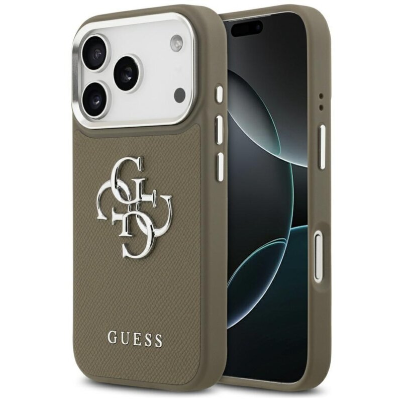 Etui GUESS Grained Big 4G Classic Logo do Apple iPhone 17 Pro Brązowy
