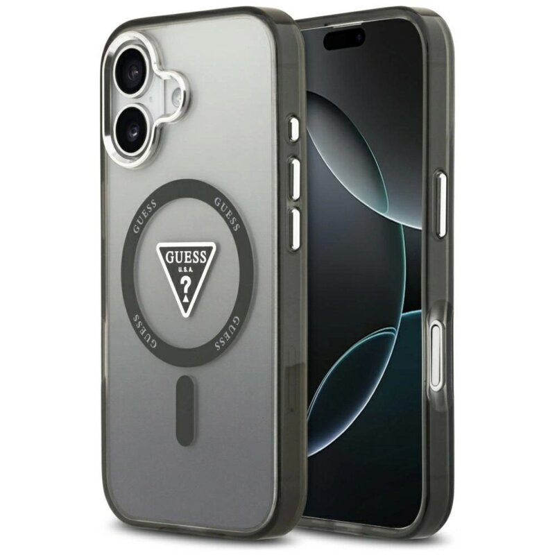 Etui GUESS IML Gradient Triangle Logo MagSafe do Apple iPhone 17 Czarny