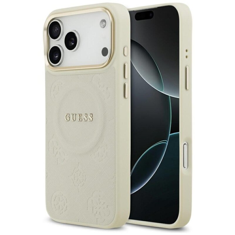 Guess Peony Hot Stamp MagSafe do iPhone 17 Pro Max Beżowy