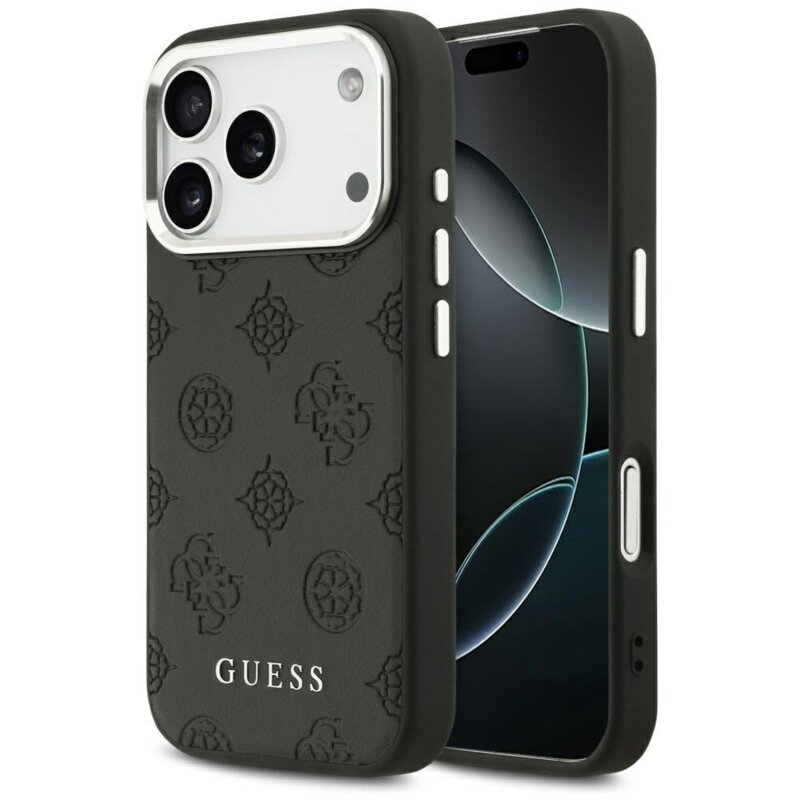 Guess Peony Hot Stamp Script MagSafe do iPhone 17 Pro Czarny