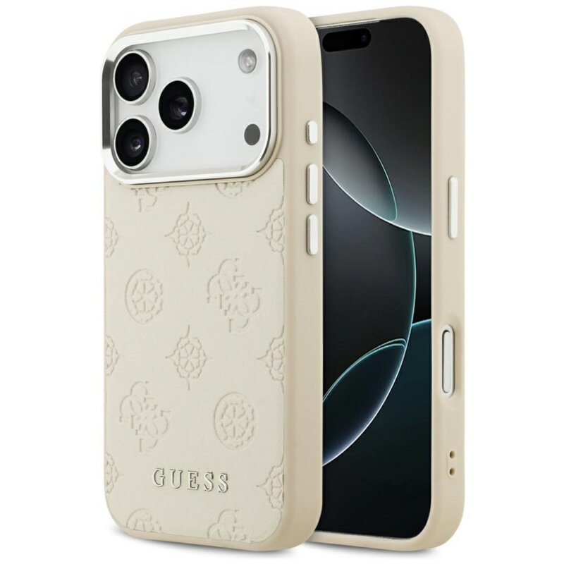 Guess Peony Hot Stamp Script MagSafe do iPhone 17 Pro Beżowy