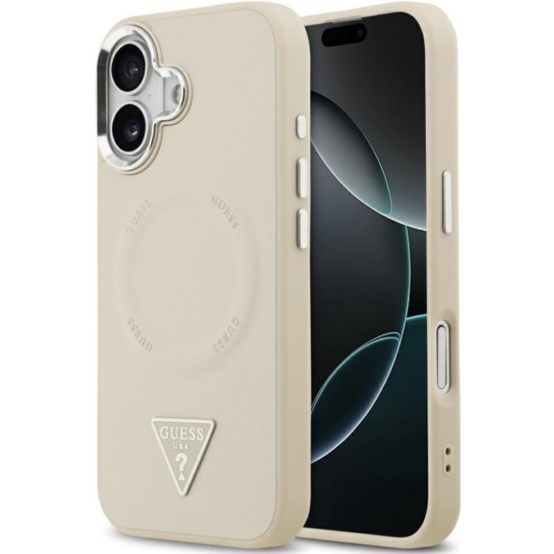 Etui GUESS Triangle Logo MagSafe do Apple iPhone 17 Beżowy