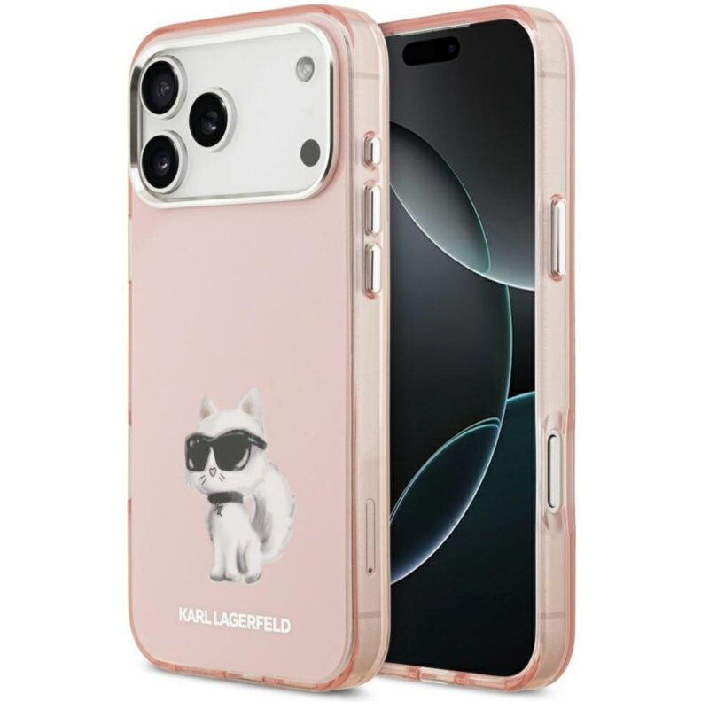 Karl Lagerfeld IML Aquarelle Choupette & Logo MagSafe do iPhone 17 Pro Różowy