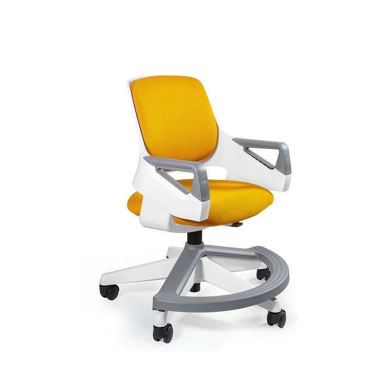 Ergonomiczny fotel dla dziecka ROOKEE biało/żółty tkanina