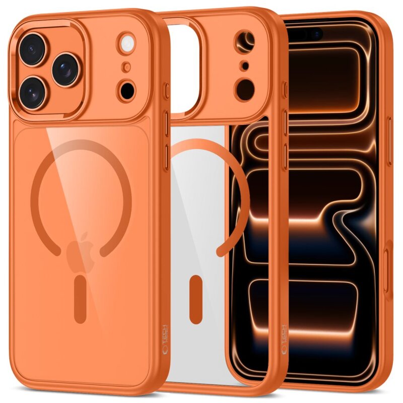 Etui TECH-PROTECT MagMat MagSafe do Apple iPhone 17 Pro Max Przezroczysto-pomarańczowy
