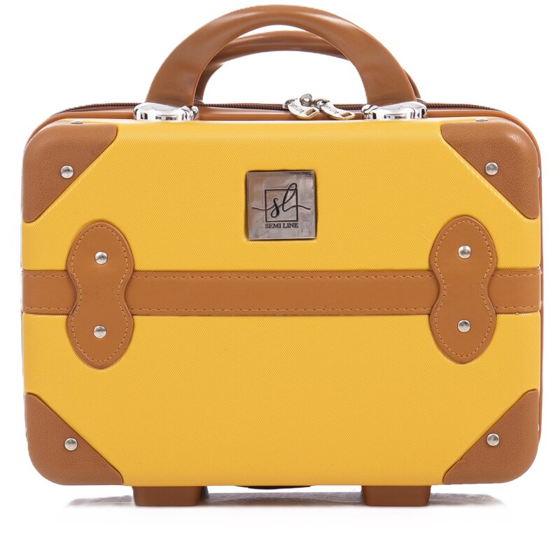 Kuferek SEMI LINE T5841-1 Vintage 23 cm Pomarańczowo-brązowy