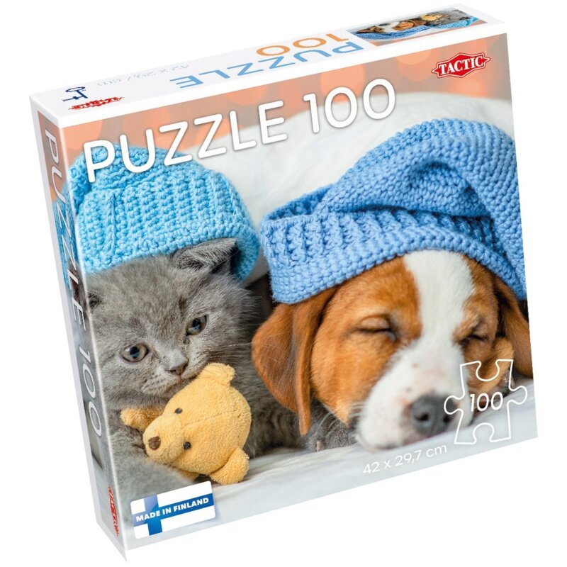 Puzzle TACTIC Lovers Cute Kitten and Sleepy Dog 59232 (100 elementów)