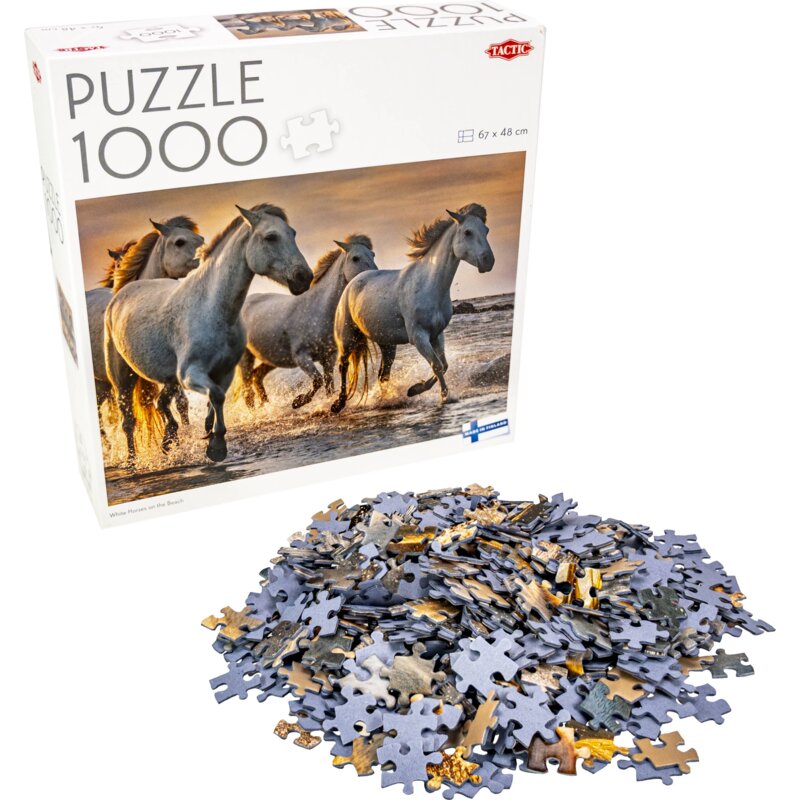 Puzzle TACTIC Lovers White horses on the beach 60666 (1000 elementów)