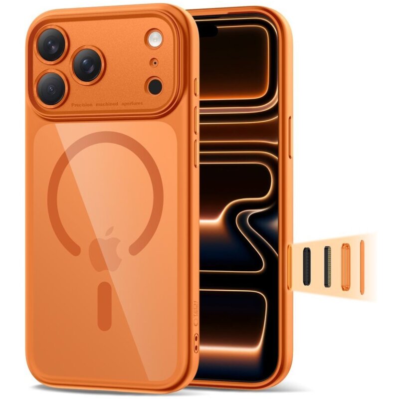 Etui TECH-PROTECT Magpeak MagSafe CC do Apple iPhone 17 Pro Max Pomarańczowy