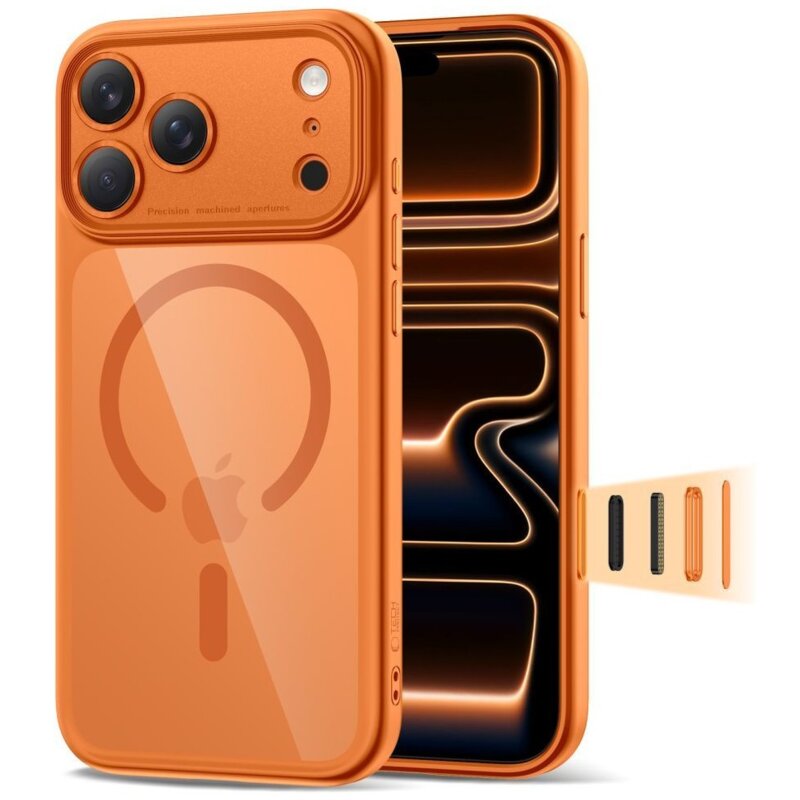 Etui TECH-PROTECT MagPeak MagSafe CC do Apple iPhone 17 Pro Pomarańczowy