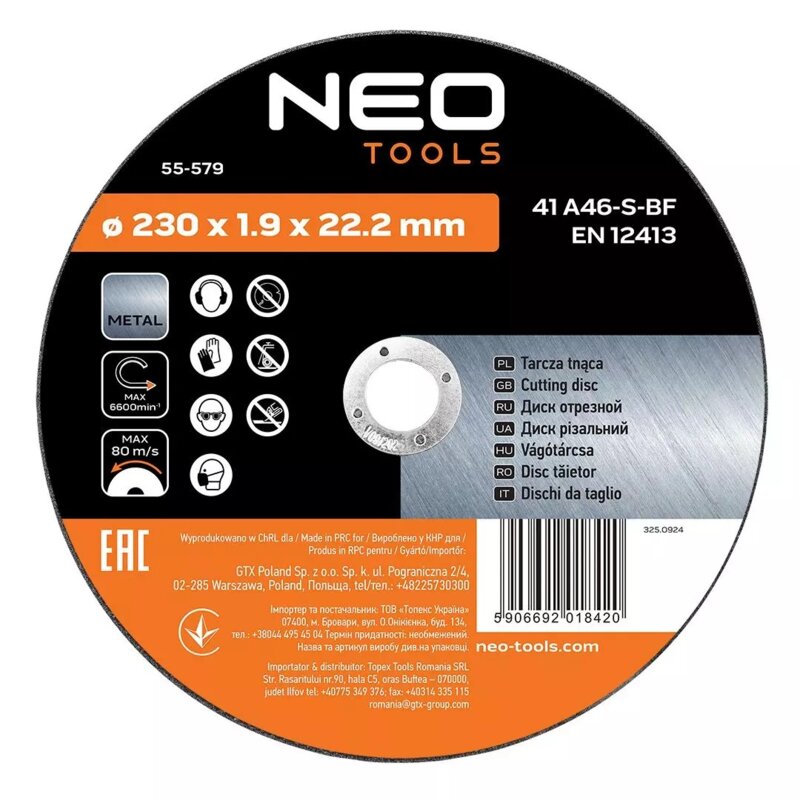 Tarcza do cięcia NEO TOOLS 55-579 230 mm (5 szt.)