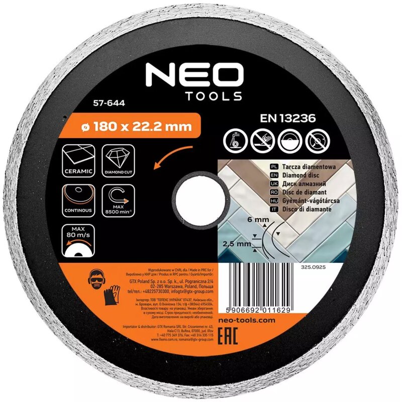 Tarcza do cięcia NEO TOOLS 57-644 180 mm