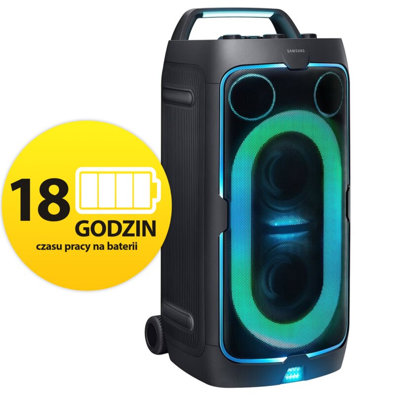 Power Audio SAMSUNG MX-ST50F, 240W, Bluetooth Multi Pairing, Bateria 18 godzin, Wejście mikrofonowe i gitarowe, Tryb TWS, IPX4