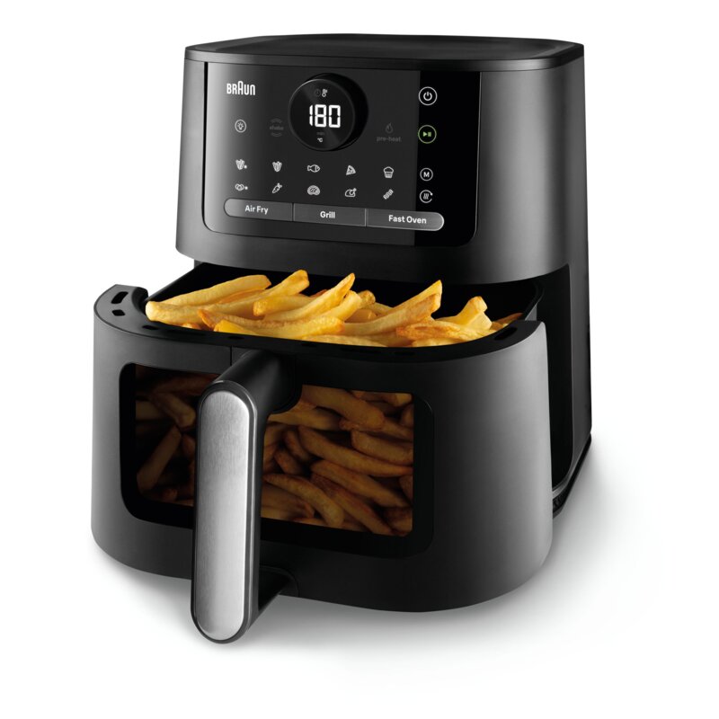 Air Fryer Frytkownica beztłuszczowa BRAUN MultiFry 5 HF5075IBK 6l z okienkiem do obserwacji postępów gotowania