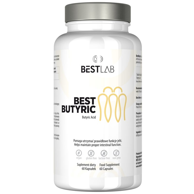 Suplement na trawienie BESTLAB Maślan Sodu Bestbutyric (60 kapsułek)