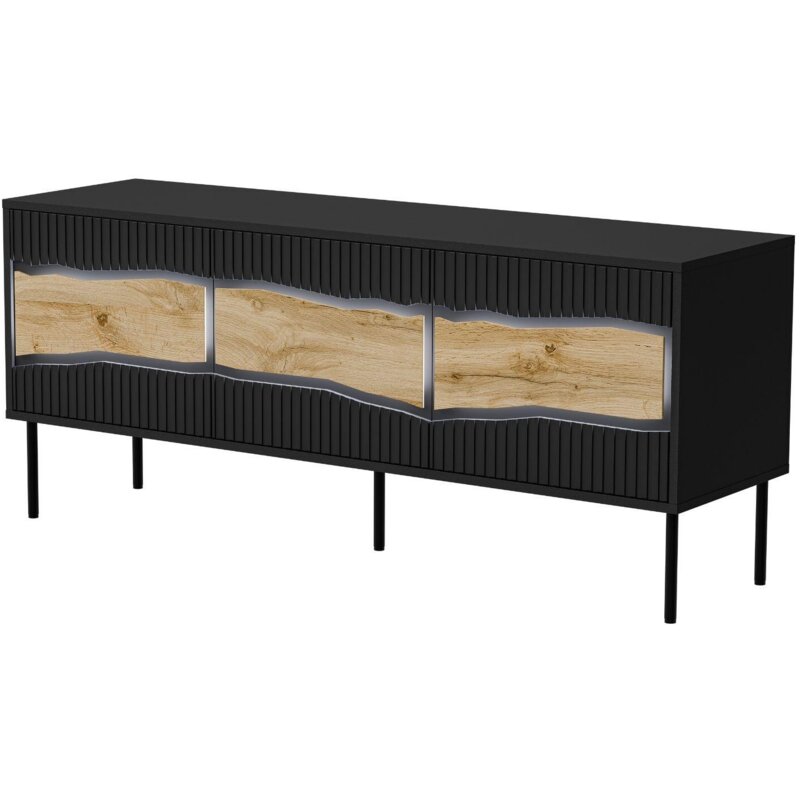 Szafka RTV INSERTO 3D 143,5x40x61,5 czarny + LED