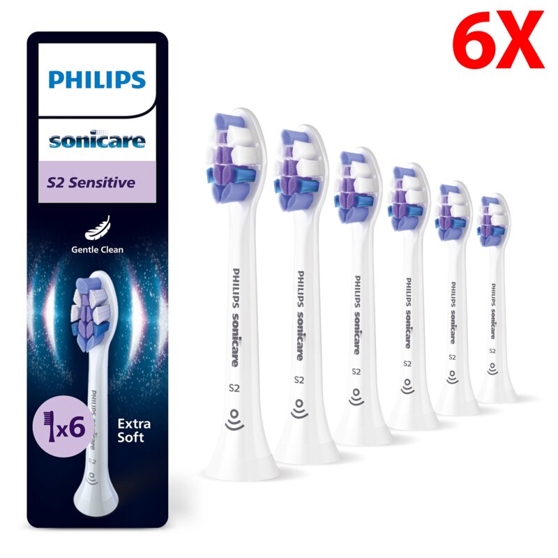 Oryginalna końcówka szczoteczki PHILIPS Sonicare Sensitive HX6056/87 Bardzo miękkie włókna (6 szt.) (Nadwrażliwość zębów)