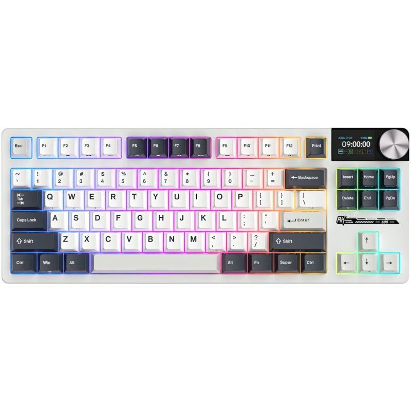 Klawiatura ROYAL KLUDGE RKS85 RGB Hot Swap Beige Switch Biało-czarny