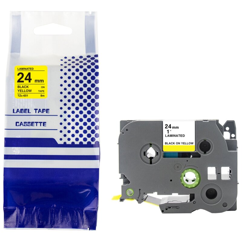 Taśma PRISM ZBR-TZE651 24 mm x 8 m Czarny na żółtym Zamiennik