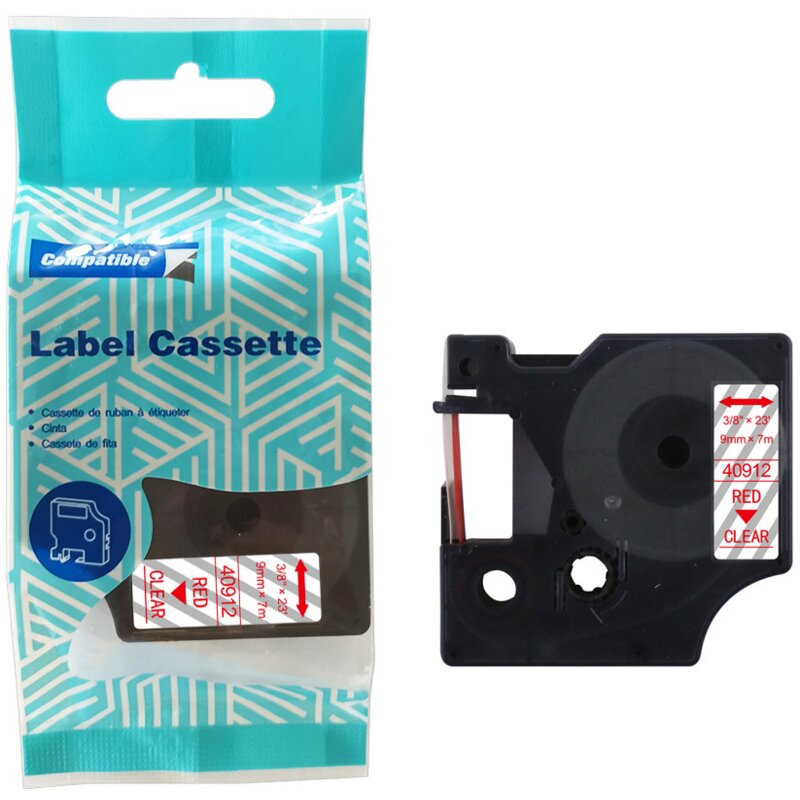 Taśma PRISM ZDT-D140912 9 mm x 7 m Czerwony na przezroczystym Zamiennik