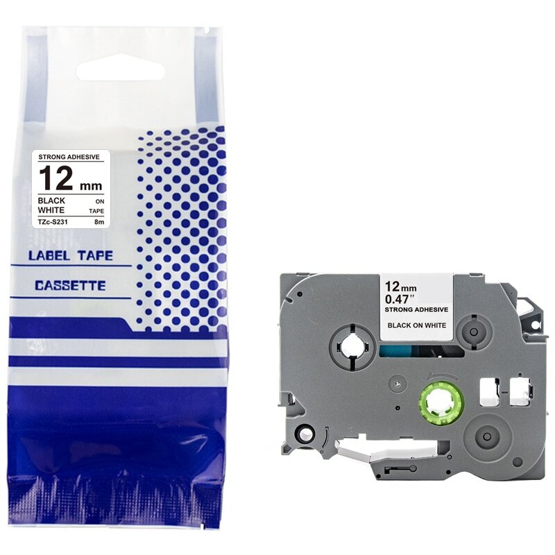 Taśma PRISM do Brother TZe-S231 12 mm x 8 m Czarny na białym zamiennik