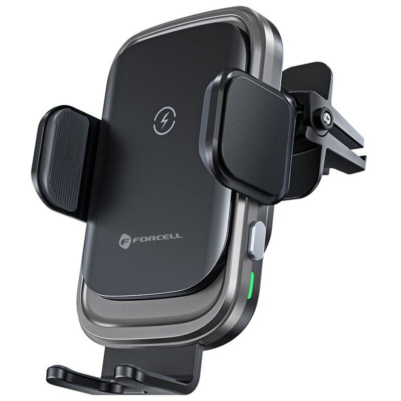 Uchwyt na telefon i smartfon FORCELL F-Grip Grand 15W Srebrny uchwyt samochodowy na kratkę nawiewu