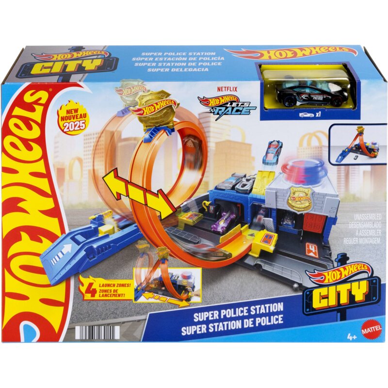 Tor Hot Wheels City Posterunek policji Super Pętla JBM71