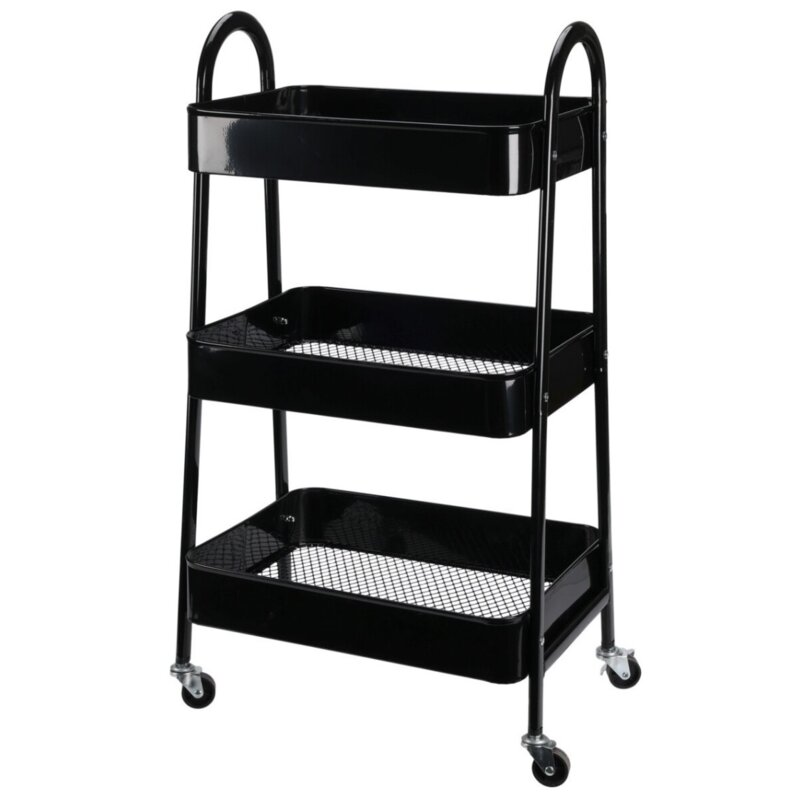 Regał na kółkach STORAGE SOLUTIONS 3 poziomy Czarny
