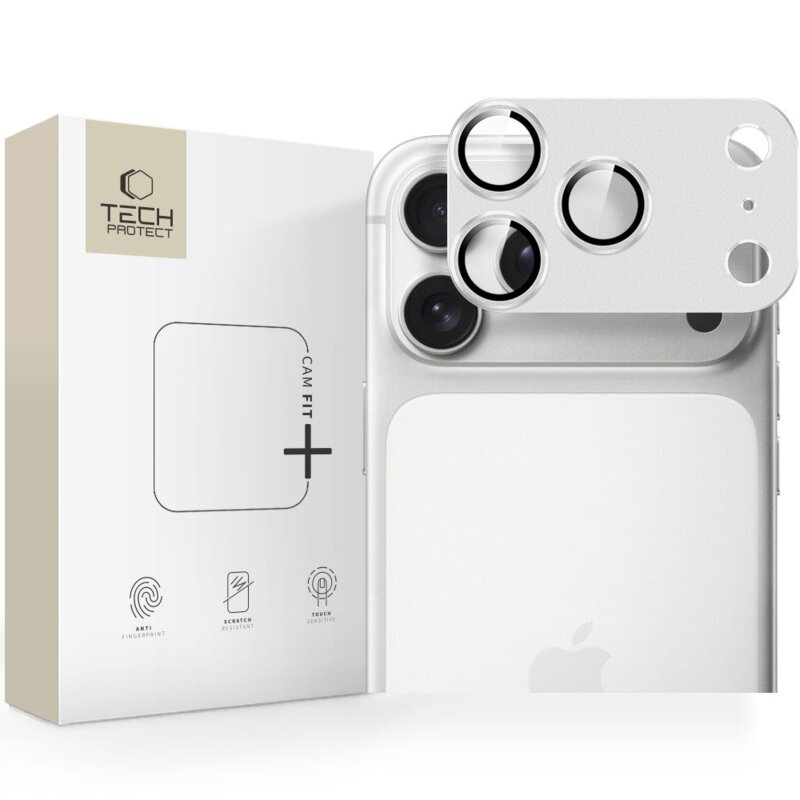 Nakładka na aparat TECH-PROTECT CamFull Fit+ do Apple iPhone 17 Pro Max Srebrny