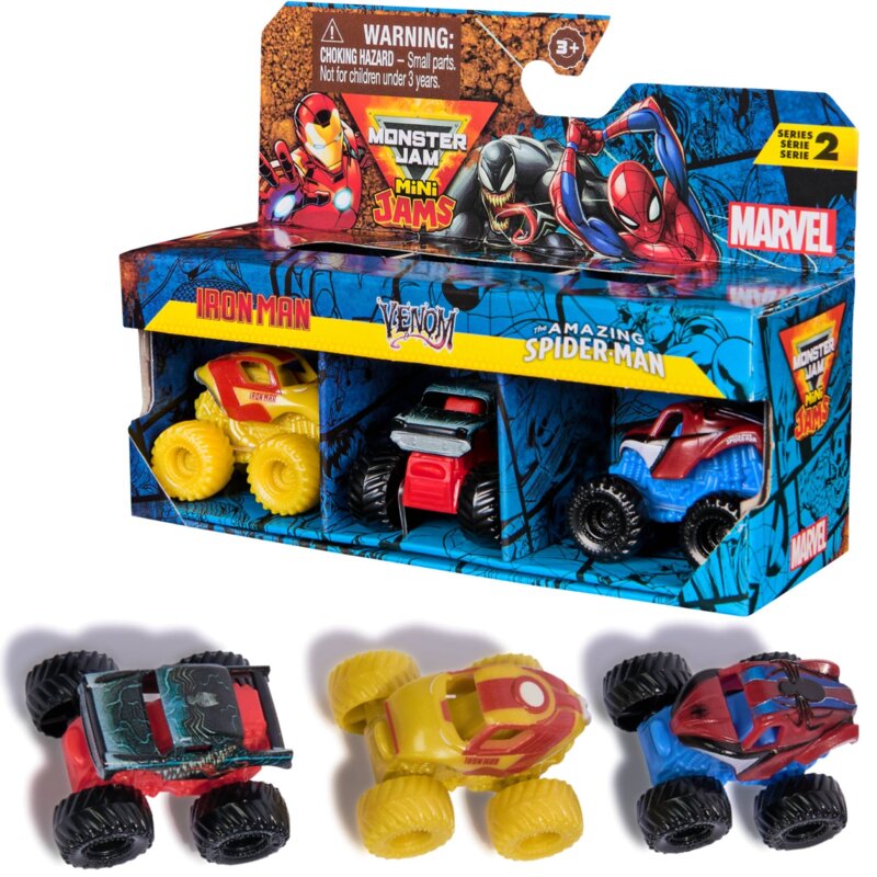 Zestaw pojazdów SPIN MASTER Monster Jam Mini Jams Iron Man Venom Spider-Man 6070229 20149558