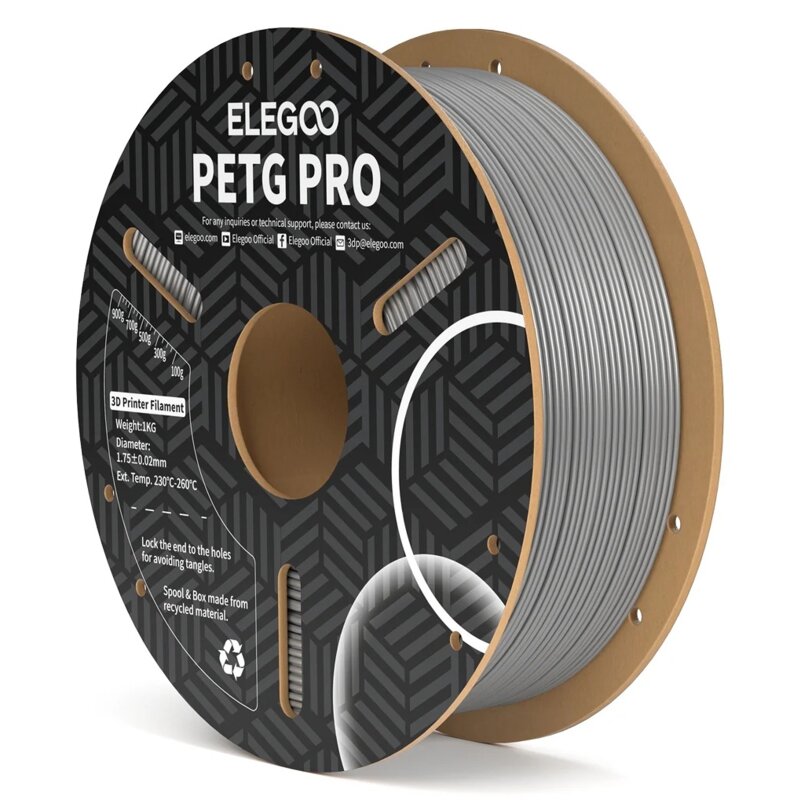 Filament ELEGOO PETG Pro, Średnica 1.75 mm, 1 kg Szary