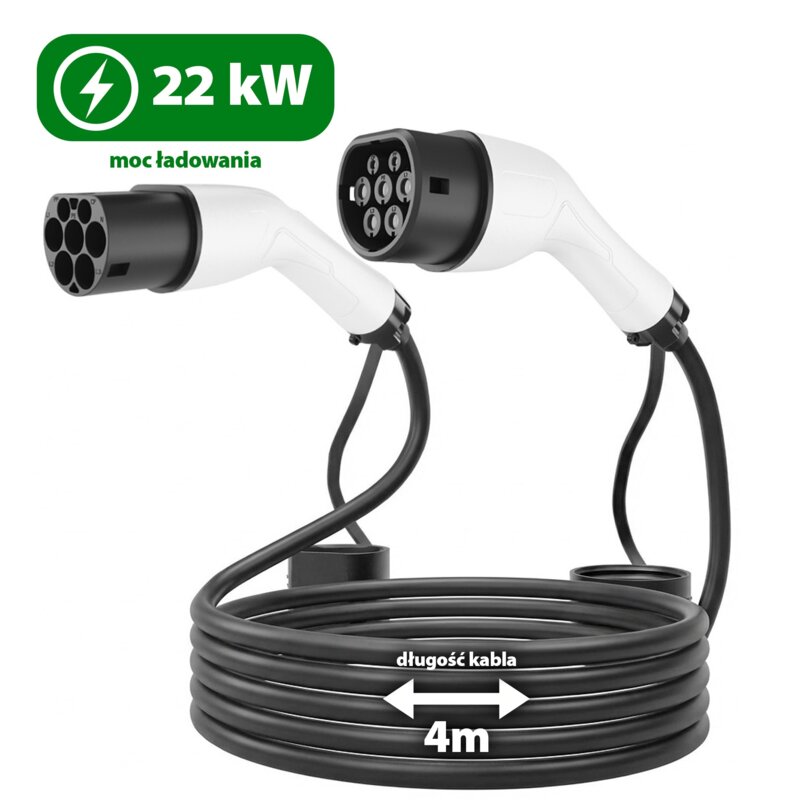 Kabel do ładowania samochodu elektrycznego ENERGENIE EV-T2MF-22KW-4M